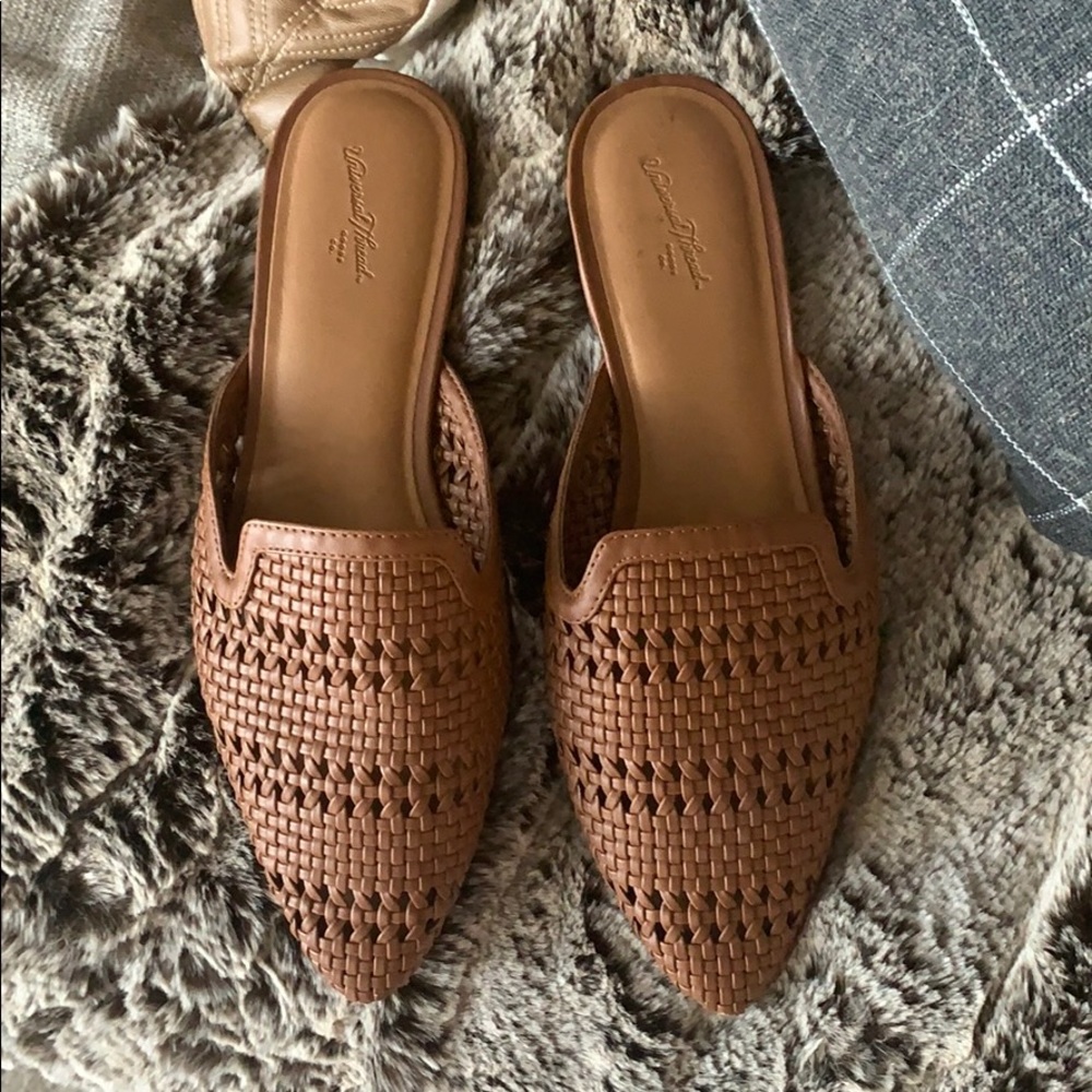 Brown Woven Mules